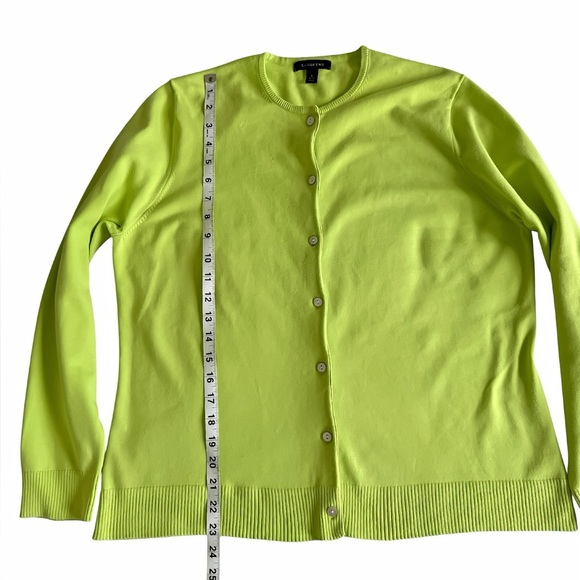 Lands’ End W’s Bright Green Supima Cotton Blend Cardigan Sweater L Button Front - Picture 8 of 8